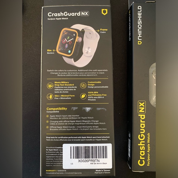 Pair RhinoShield CrashGuard NX Apple Watch Series 4/5 44mm-Black Open Box - Picture 2 of 3